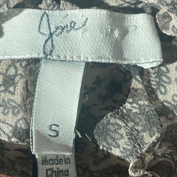 Joie Sheer Brown Floral Print Peasant Style Festival Top Sz S - Picture 7 of 7